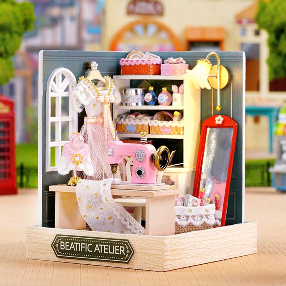 Wooden Craft Doll Houses Home Bedroom Decor DIY Miniature Dollhouse Kit Creative Room Wooden Doll House for Gift