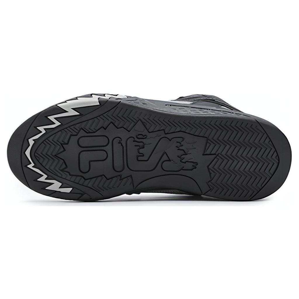 FILA Fusion Desperado Comfortable Versatile Plush Shock Absorbing Mid-Top Retro Basketball Shoes Women sneaker Black Silver T12W343215FBS
