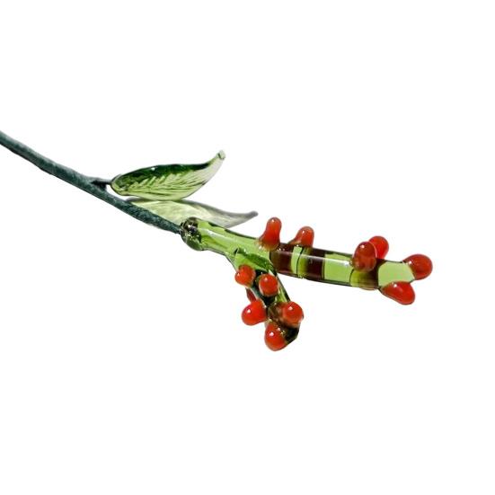 Floare de sticlă lucrată manual cu tulpină de sârmă, glazură colorată suflată manual, mini figurine florale, decorațiune, ornament pentru vază de flori de masă pentru casă, sufragerie, birou