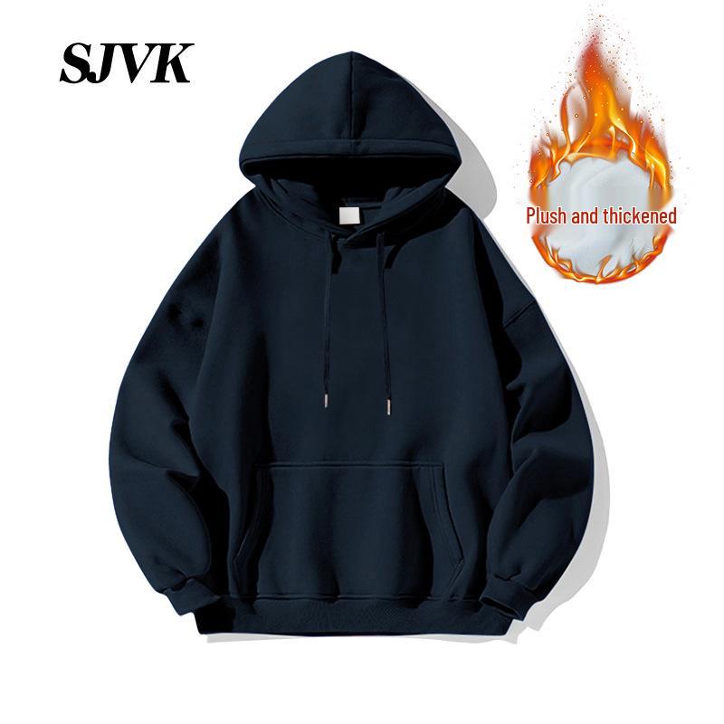 Herren Weinrot Plus Samt Kapuzenpullover - Lässige Lockere Herbst/Winter Oberbekleidung