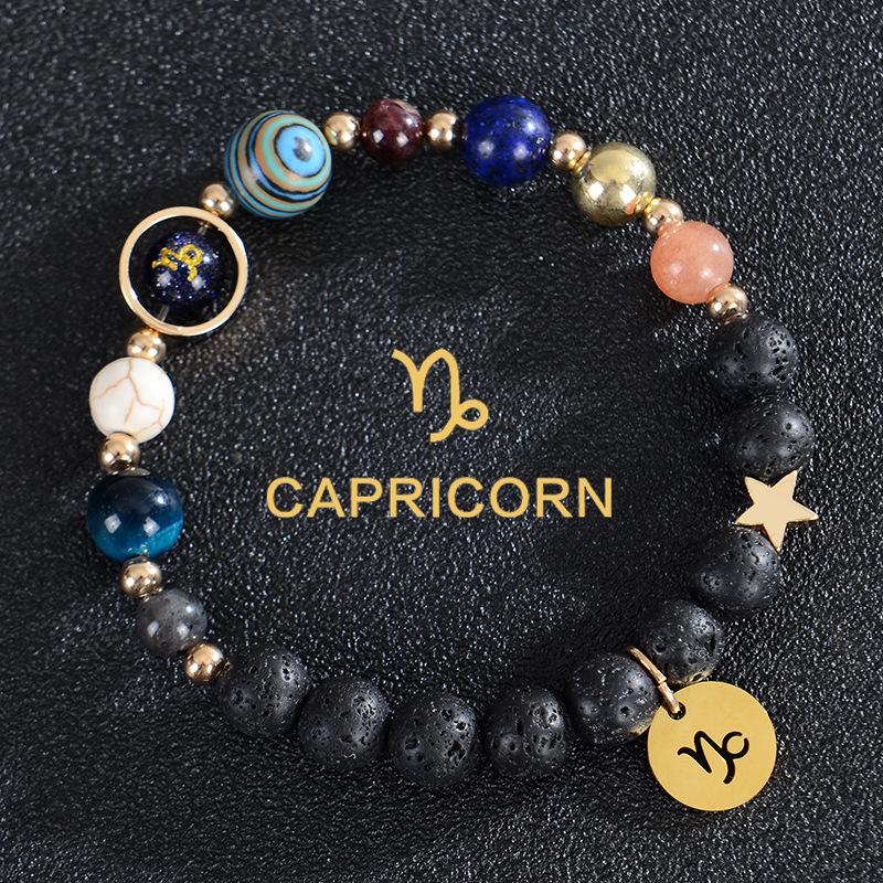 

Zodiac Bracelets for Women 12 Constellations Eight Planets Healing Crystal Stone Beads Bracelet Birthday Horoscope Bracelet