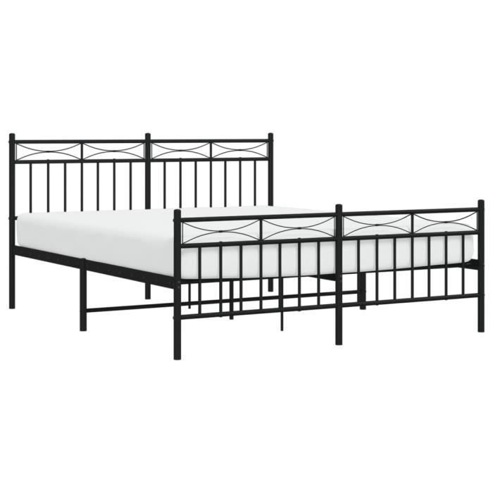 VidaXL Cadre de lit métal avec tête de lit-pied de lit noir 160x200 cm 373712