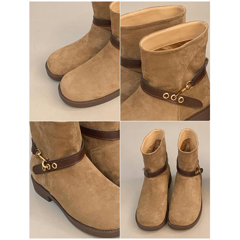 Women Western Cowboy Ankle Boots,Chunky Chunky Heel Sole Combat Boots,Motorcycle Style Platform Booties, Fall Winter Vintage