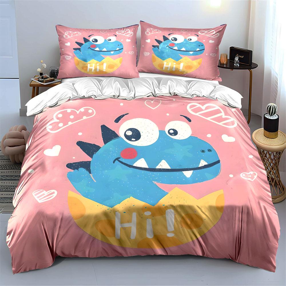 "Playful Dinosaur Kids Decor Set" Exquisite three-piece bedding set gift for kids and adults