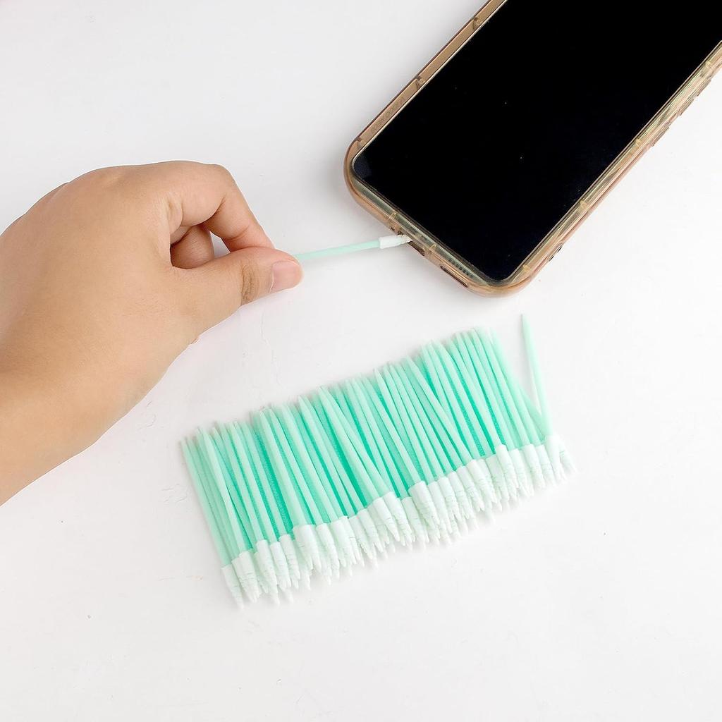 Mollytek Industrial Cotton Sponge Precision Cotton Swabs for Optical and 65mm Total Length Total 200-Pack Swabs, Sticks, Swabs, Ultra-Fine Tip,