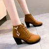 Women Shoes Lace Up Ankle Boots Fashion High Heels Ladies Casual Spring Pumps Platform Heel