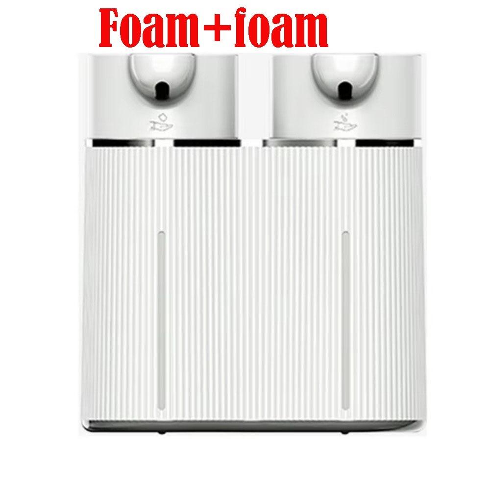 Wall-Mounted Double-Head Soap Dispenser Infrared Sensor USB Rechargeable Foam+Liquid Soap Dispenser Automatic Operation