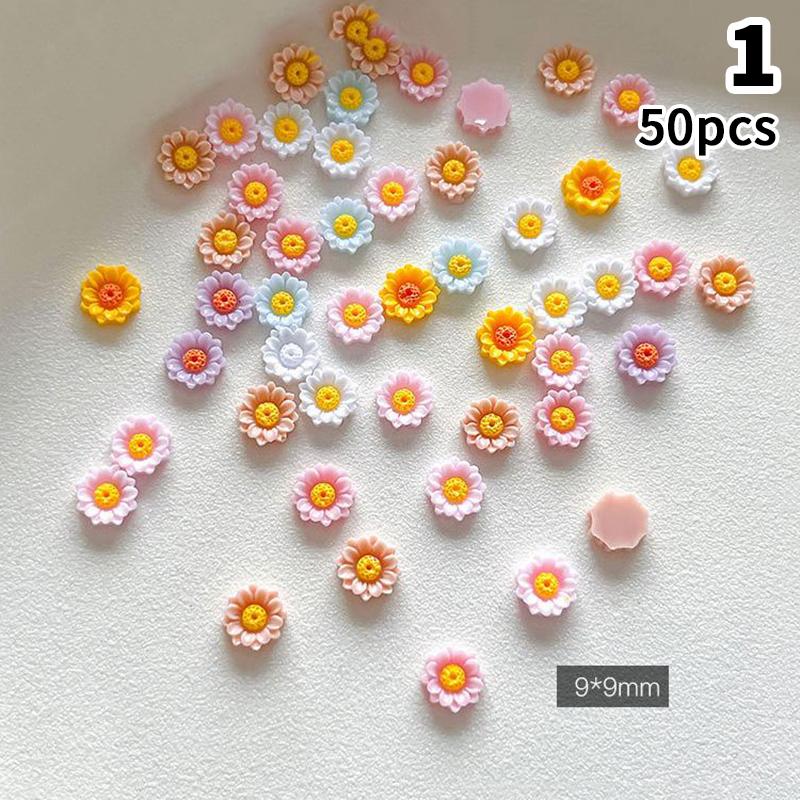 50Pcs 3D Ice Translucent Gradient Blossom Flowers Nail Charms Luminous Manicure Art Decorations for Nail Design