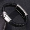 Pánský pletený kožený náramek zlaté/stříbrné barvy z nerezové oceli s magnetickou sponou, náramky, dárky na zápěstí BB788