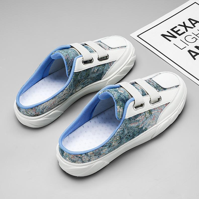 Semi-drag breathable flying woven summer burst fashion shoes men's shoes ins show board shoes