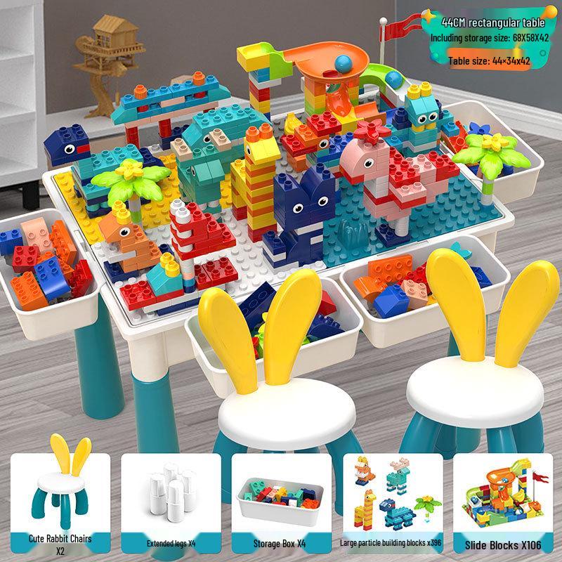 Multifunctional Building Block Table for Early Education – Large Particle Puzzle Toy for Boys and Girls Aged 3-5, Perfect Birthday Gift.