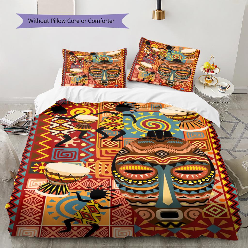 Ethnic Tribal Texture Pattern Bedding Quilt Set Quilt Cover Pillowcase Home Decoration Gift (1 * duvet cover + 2 * pillowcase, without core)