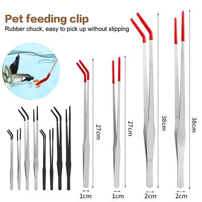 1PC Stainless Steel Reptile With Rubber Tip Feeding Tongs Aquarium Tweezers Fish Tank Cleaning Tool Snakes Enclosure Accessories