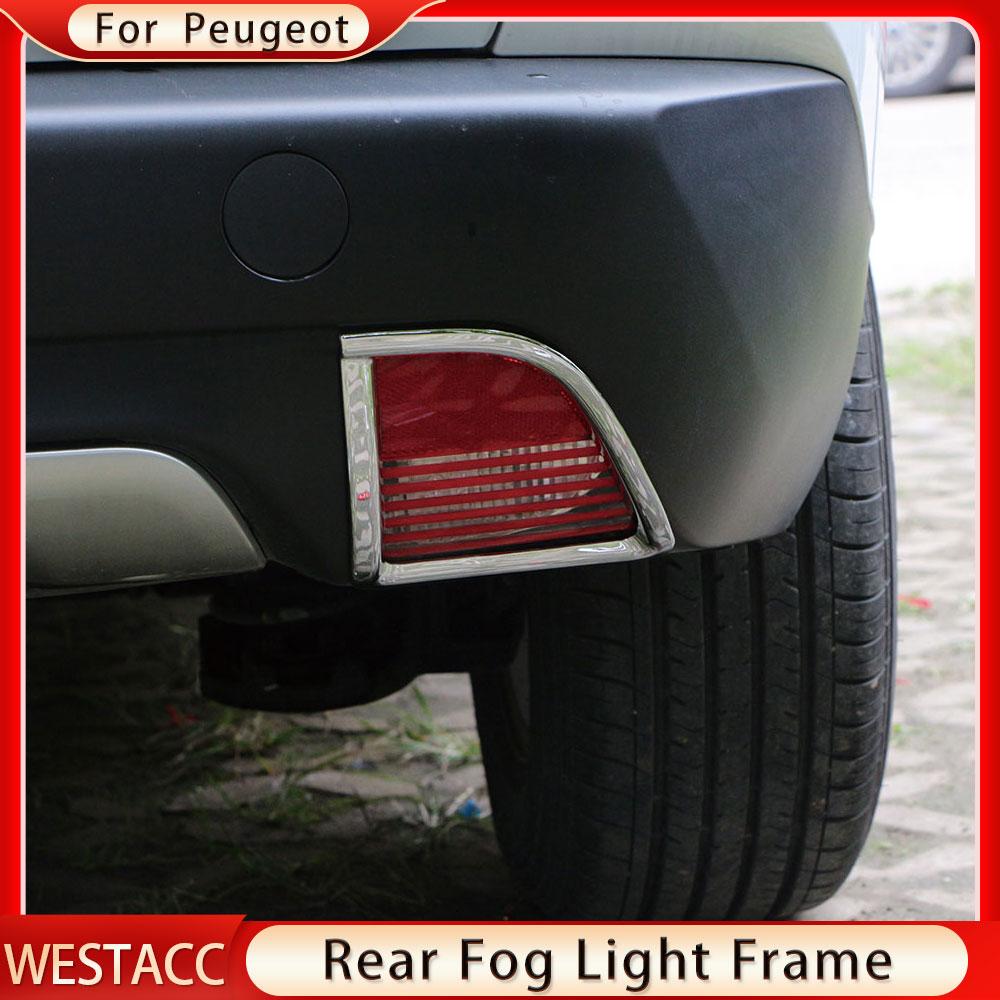 2PCs ABS Chrome Car Rear Back Fog Light Lamp Frame Decoration Sticker Cover Trim for Peugeot 2008 2014-