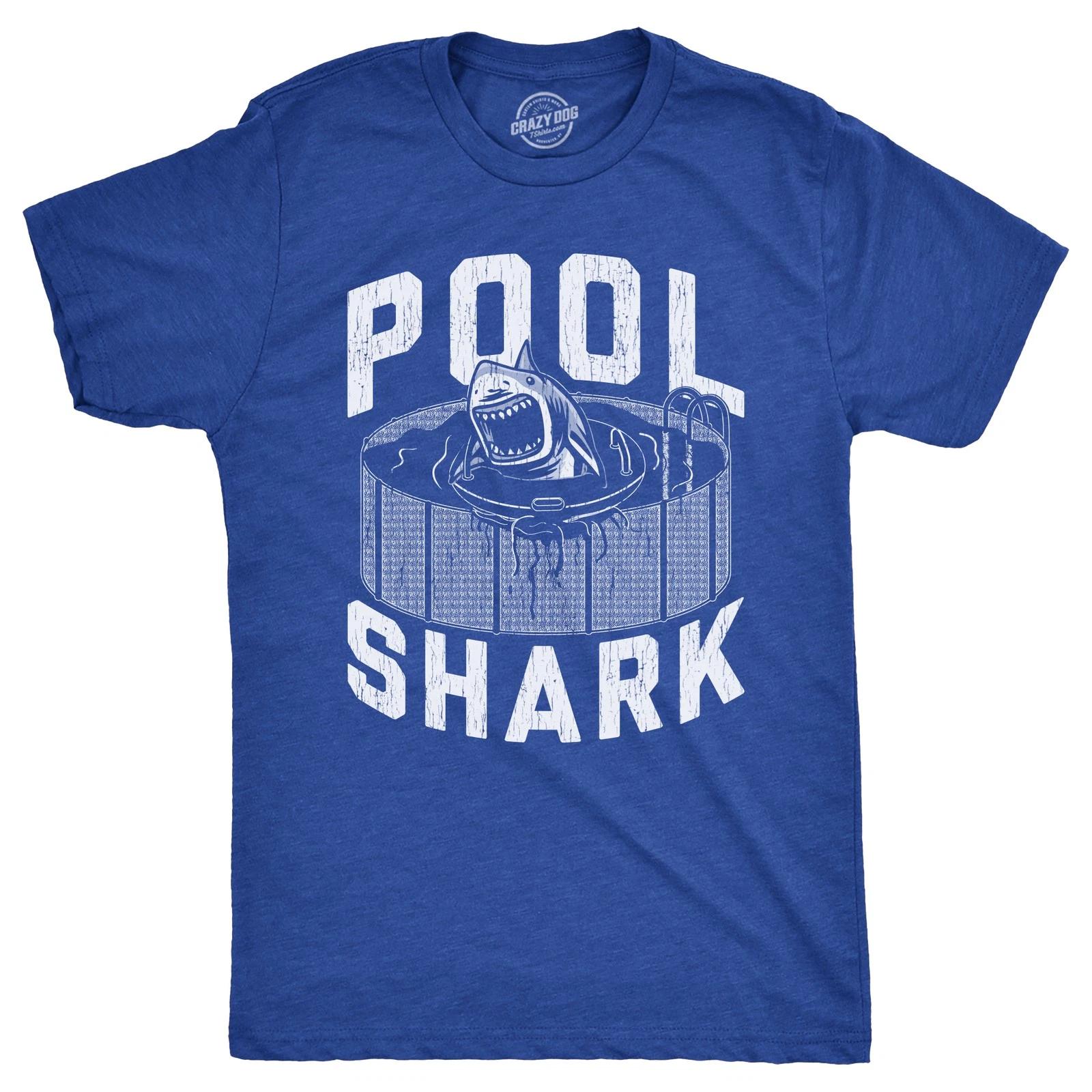 Mens Pool Shark T Shirt Funny Swimming Pools Great White Sharks Joke Tee for XS