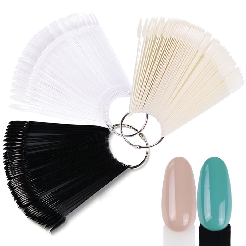 50Tips/Set False Nails Fan Display Acrylic Fake Nail Art Tips For Gel Polish Practice Manicure Tools