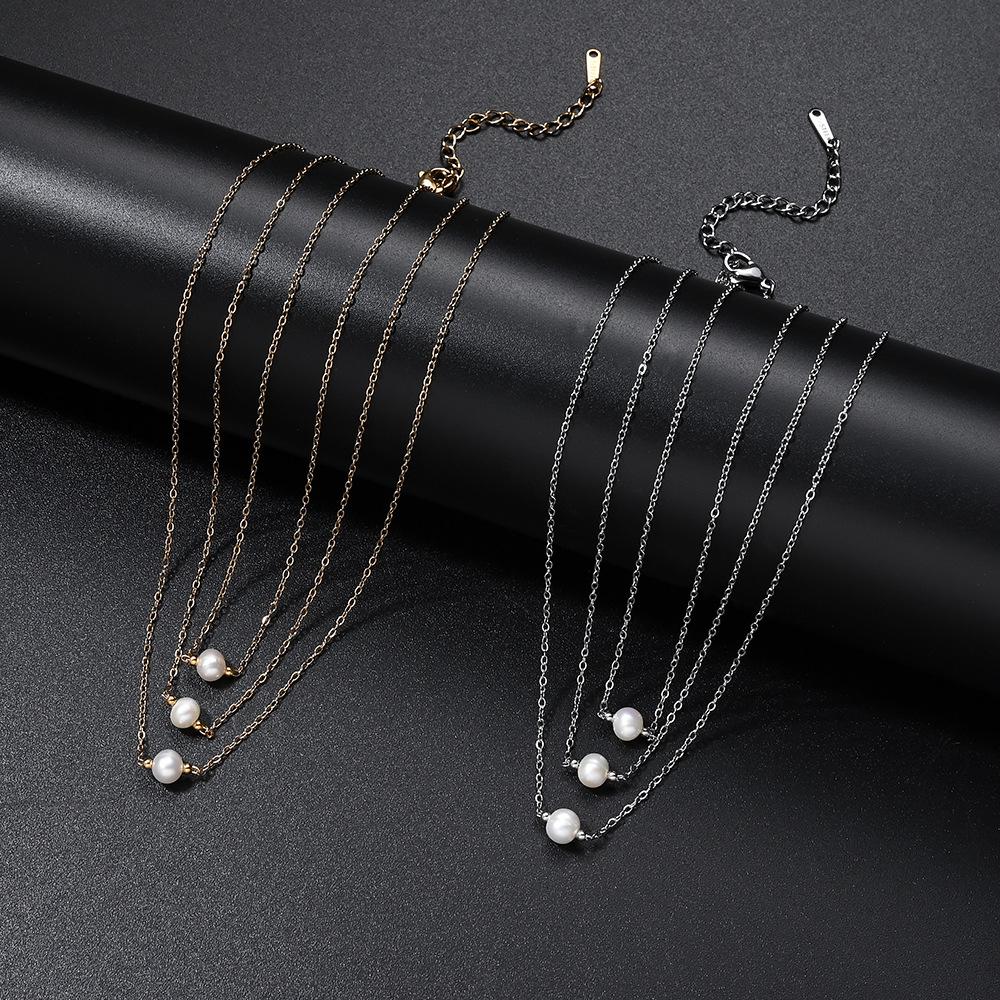 Elegant Three-Layer Freshwater Pearl Necklace - Women’s French Style Jewelry