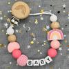 Handgefertigte Personalisierte Schnullerketten mit Namen Schnullerhalter Baby Silikon Regenbogen Schnullerhalter Kette Baby Beißring Geschenk