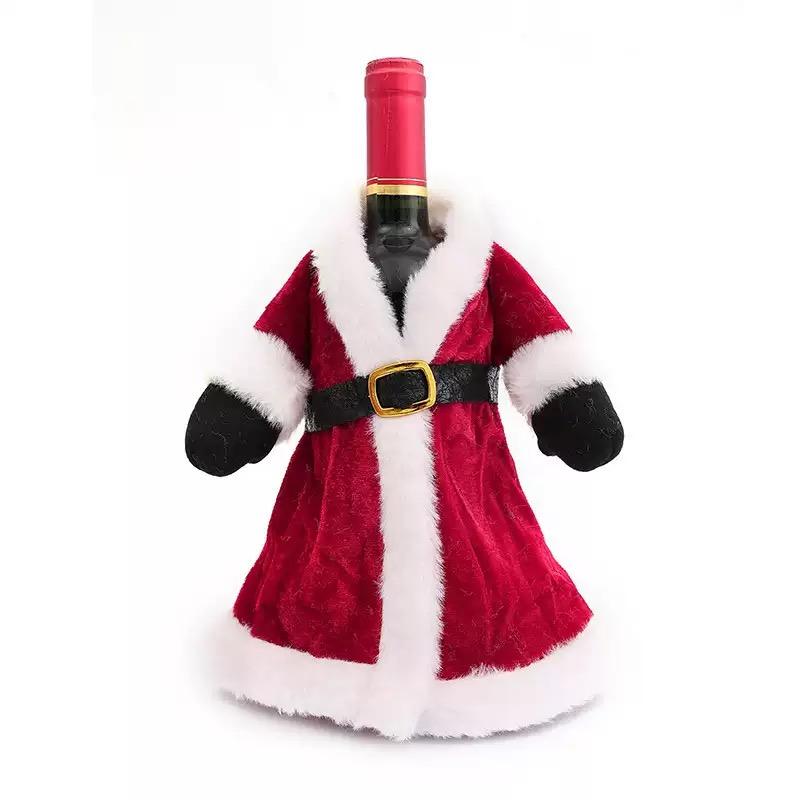 Creative Cute Christmas Wine Bottle Golden Velvet Dress Wine Bottle Covers Sleeve Santa Snowman Xmas Party Dinner Table Decor