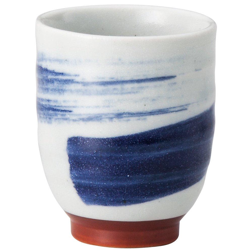 Yamashita Craft Blue and White Brushstroke 15024440 Teacup, White, 7×8.5cm (200cc), Pattern, Large,