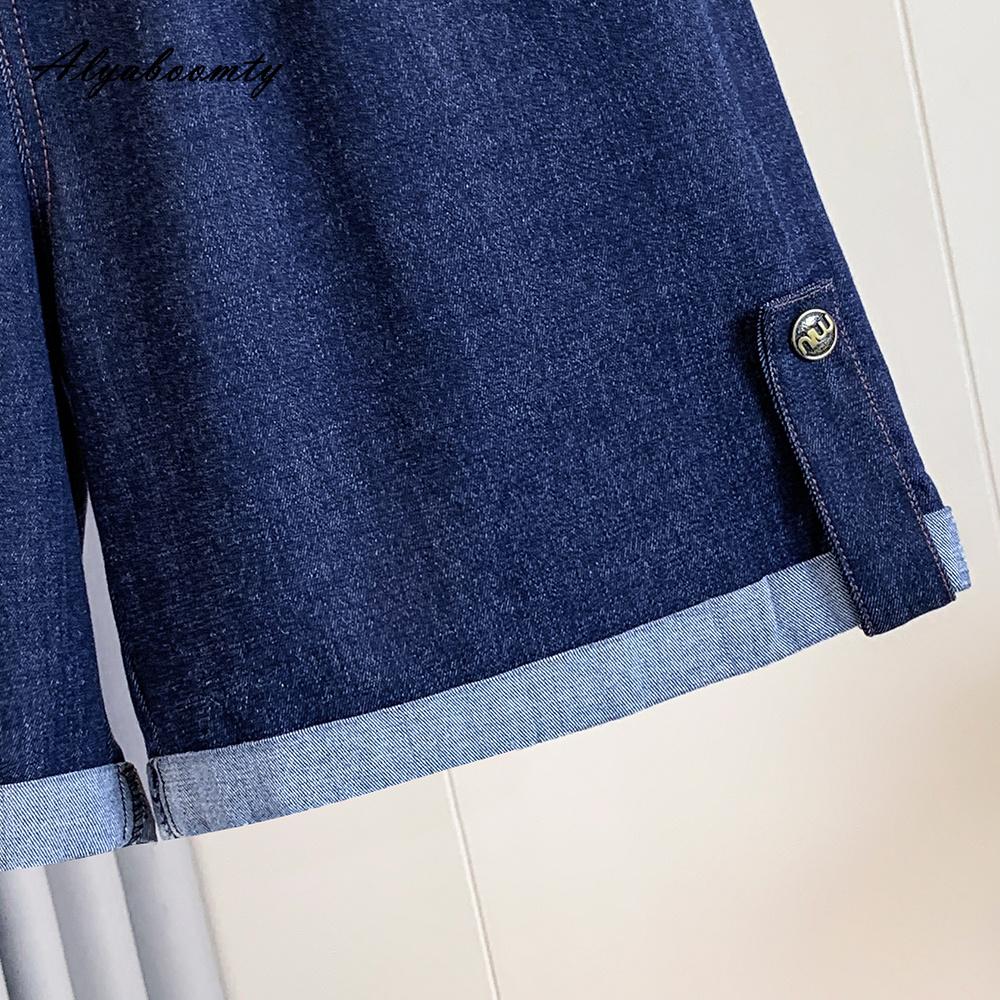 Koreanischer Stil Übergröße Sommer Damen Kurze Jeans Elastischer Bund Lässig Locker Blaue Denim Caprihosen Basic Damen Weites Bein Caprihosen XL-5XL