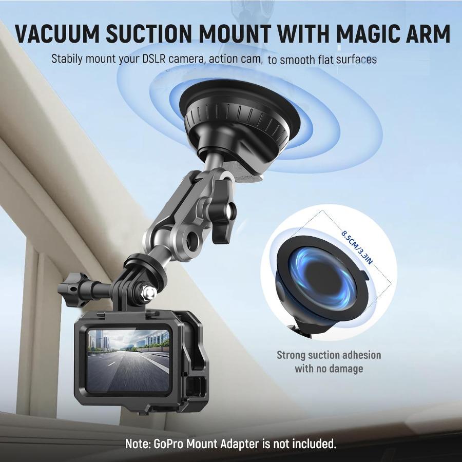 360-Degree Rotation Car Suction Mount - Stable Base for Insta360 ONE & Panoramic Action Cameras
