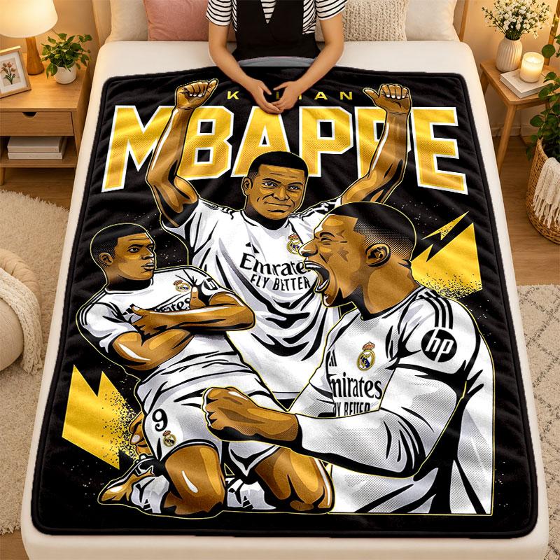 Flannel BlanketKylian Mbappe Warm Soft Throw Blanket for Indoor Sofa Bed Living Room Use