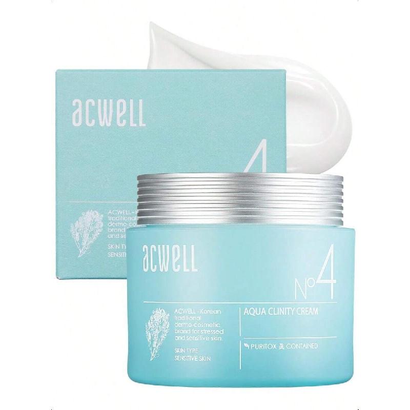 Acwell Aqua Clinity Crème 50ml - Hydratant Apaisant 24h Pour le Visage, Idéal Pour les Peaux Sensibles - Gel Non Collant et Rafraîchissant