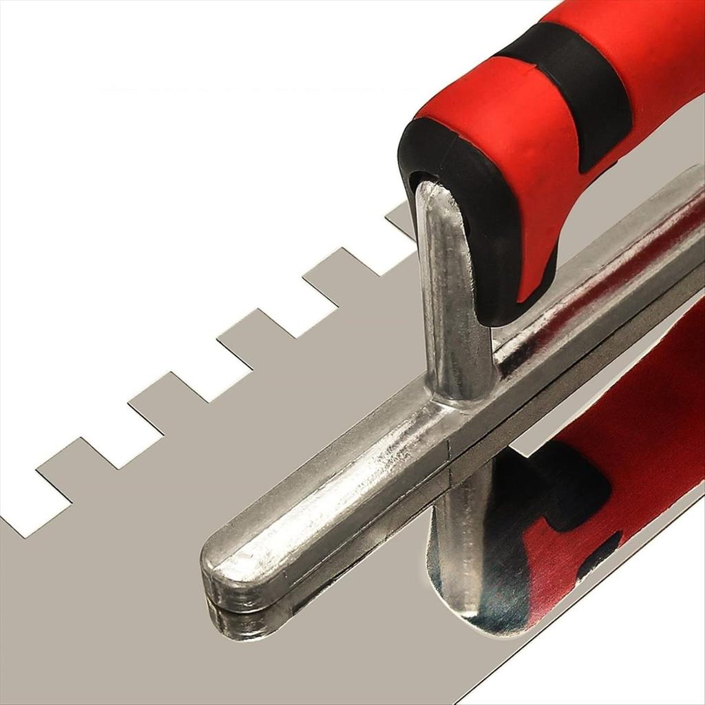 BHBL 1/2inch Square Notched Trowel,Stainless Steel Flat Finishing Trowel for Cement, Masonry Tile Installation Work