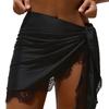 2026New European and American Style Solid Color Chiffon Lace Bikini Beach Cover-up Skirt with Straps