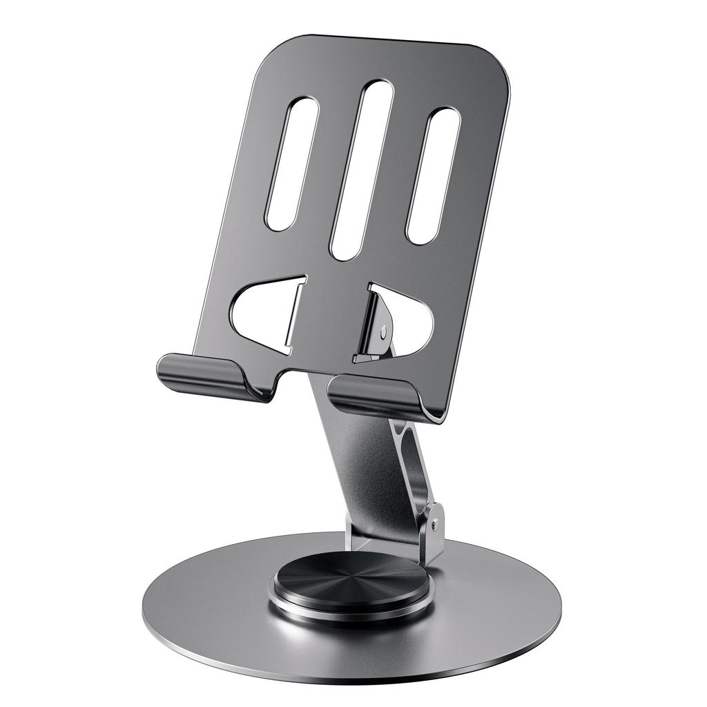 360 Degree Rotating Full Metal Universal Stand for Mobile Phones and Tablets with Adjustable Height and Stable Base