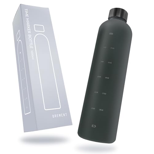 

BREMENT Time Marker Bottle, 1000ml, 1 Liter, BPA-Free, Made with Tritan, the same material used in medical equipment. [Drink 2 Liters of Water a Day!]