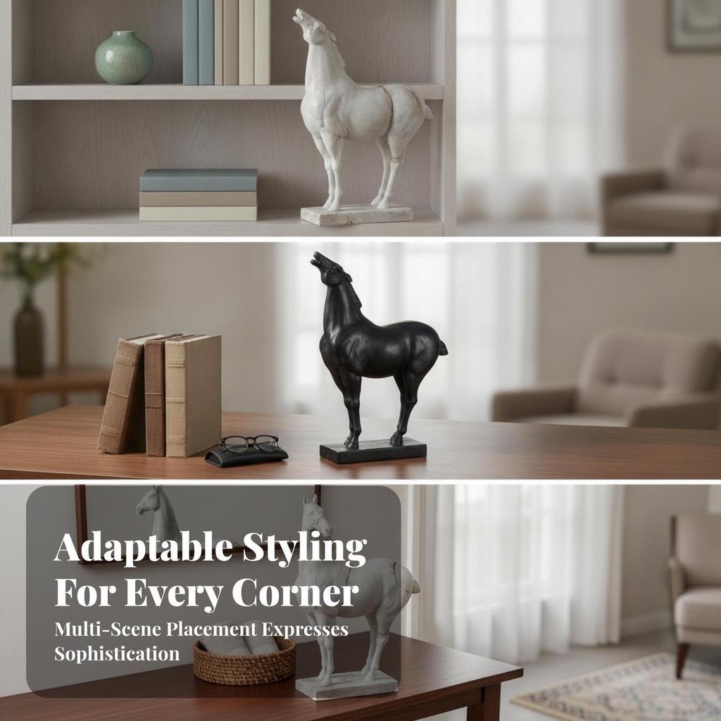 Horse Figurine with Base Rustic Decor Distressed for Living Room