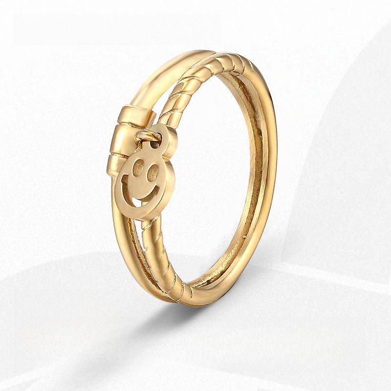 Koreanischer Einfacher Smiley-Gesicht Mode Ring Ins Stil Persönlichkeit Vielseitiger Ring Damen Titanstahl Schmuck
