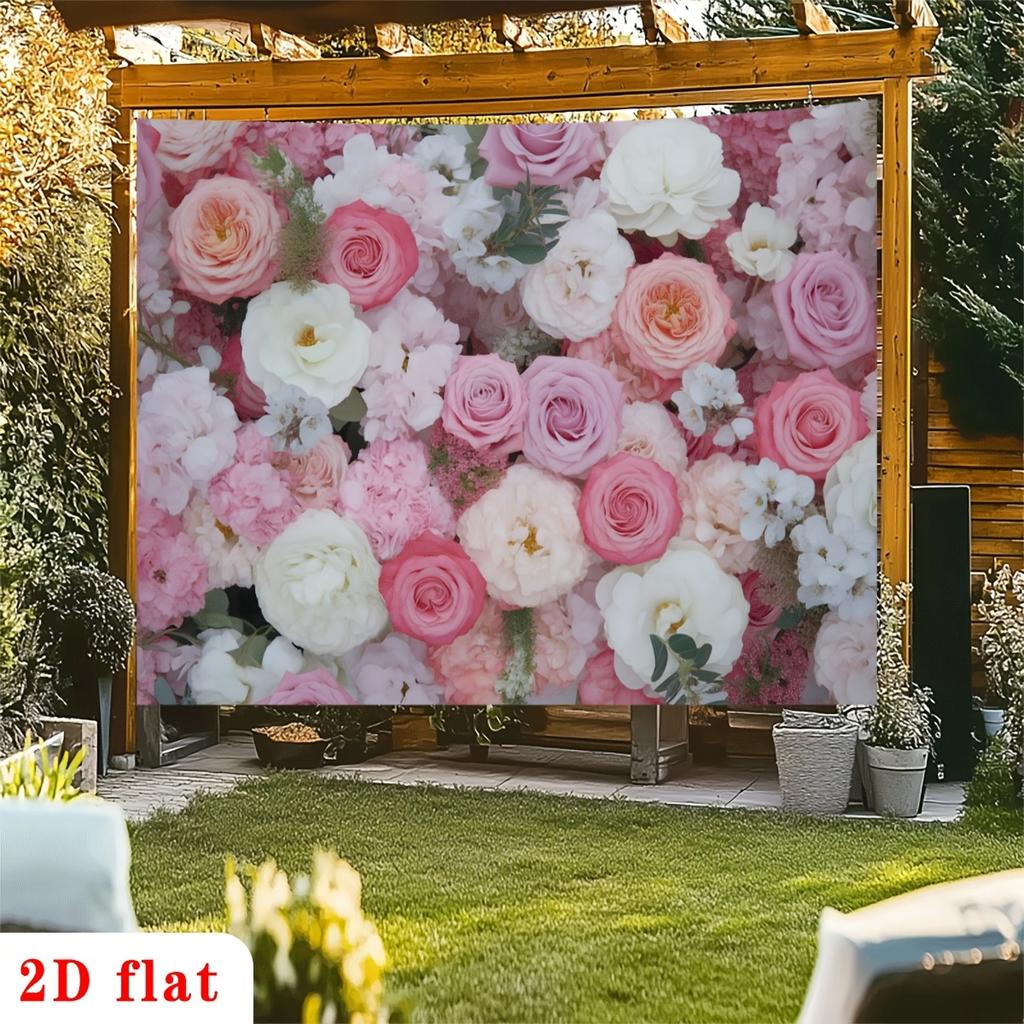 1Pcs Pink White Rose Peony Decoration Background Winter Backdrop Decorations For Photo Studio Photo Booth Christmas Party