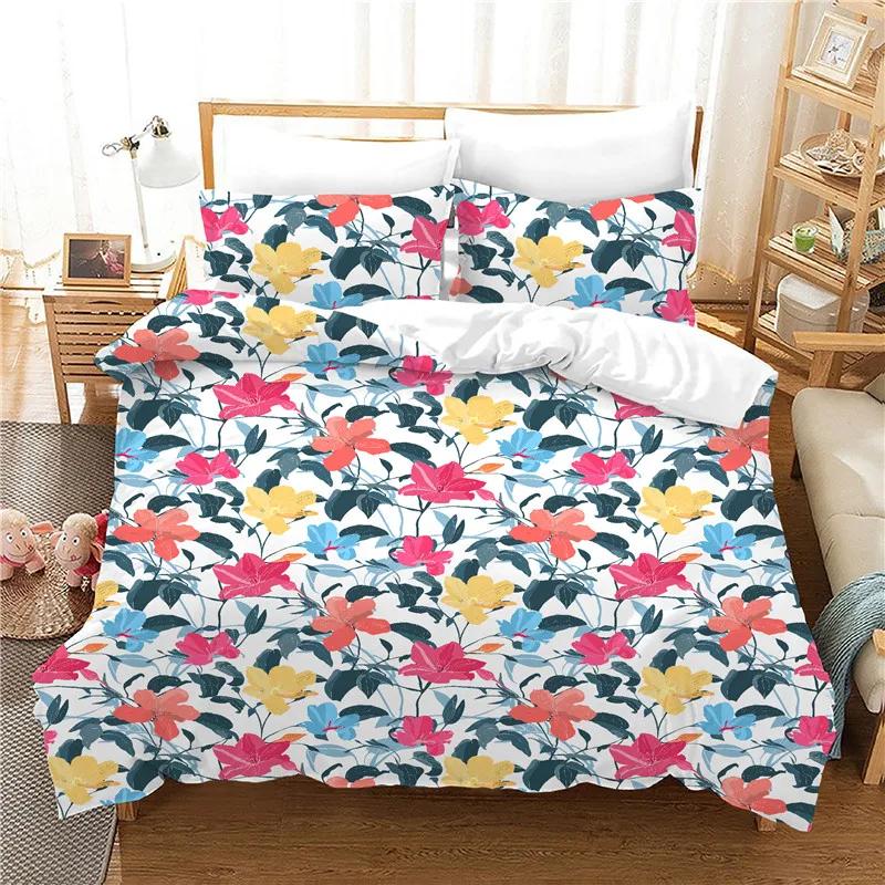 Zestaw poszwy na kołdrę pojedynczy 140x210cm Rośliny lasu deszczowego/Flaming Bananowy liść/kaktus 135x200 Różowy zestaw pościeli Dziecko Queen