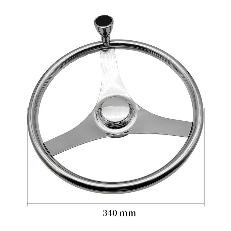 13.5inch 3 Spoke Stainless Steel Sport Wheel W/Finger Grips and Conalsol Knob Mirror Polished Marine for Boat Yacht Accessories 13.5 inch