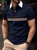Summer men's short-sleeved POLO shirt Fashion casual comfortable breathable striped design sports men's short-sleeved Polo shirt