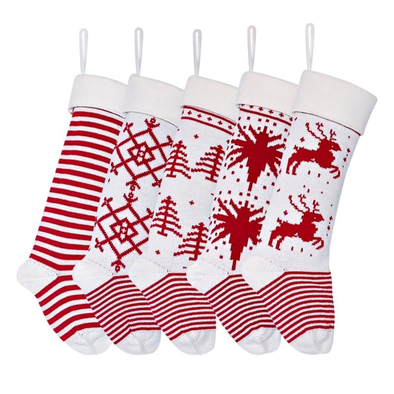 

4pcs Comfortable Wool Christmas Stockings Stylish Christmas Wool Socks Variety Pattern Holiday Stockings Decoration 1