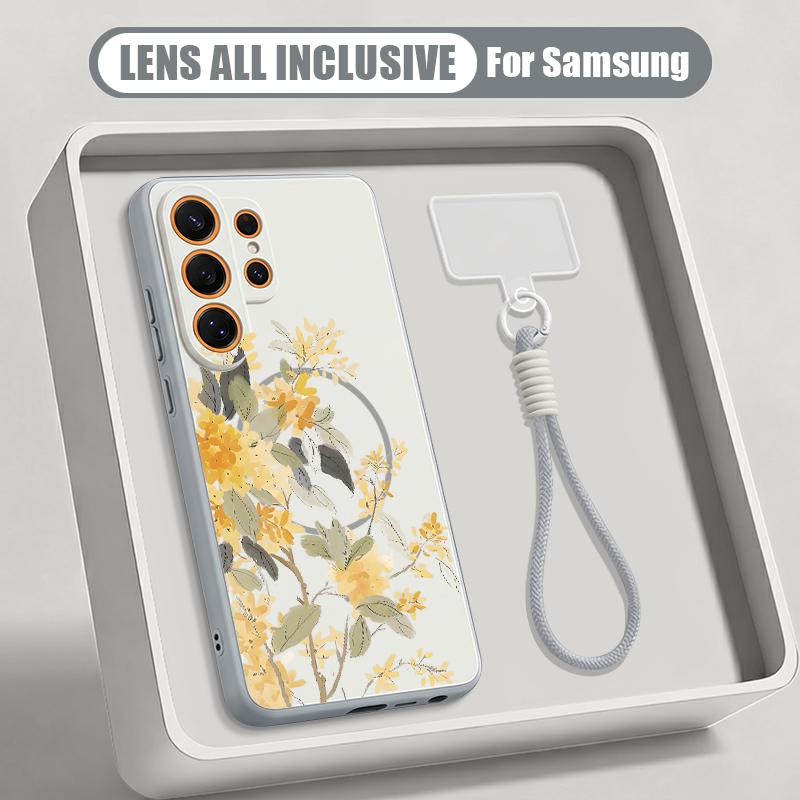 INS Sunflower Print Case For Samsung S26 Ultra S25 FE S24 S24 Plus A57 A37 A17 A56 A36 A16 A55 A35 A15 A54 5G Hybrid Magnetic Matte Cover