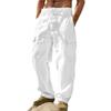 Men's Cotton and Linen Four-season Thin Breathable Workwear Multi-pocket Loose Casual Trendy Wide-leg Pants