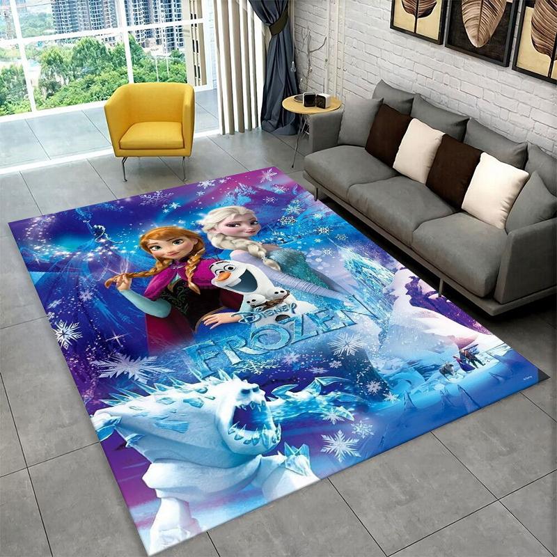 Cartoon Frozen Elsa Princess Girl Carpet Rug for Playroom Bedroom Living Room Sofa Home Decor,kid Area Rug Non-slip Floor Mat