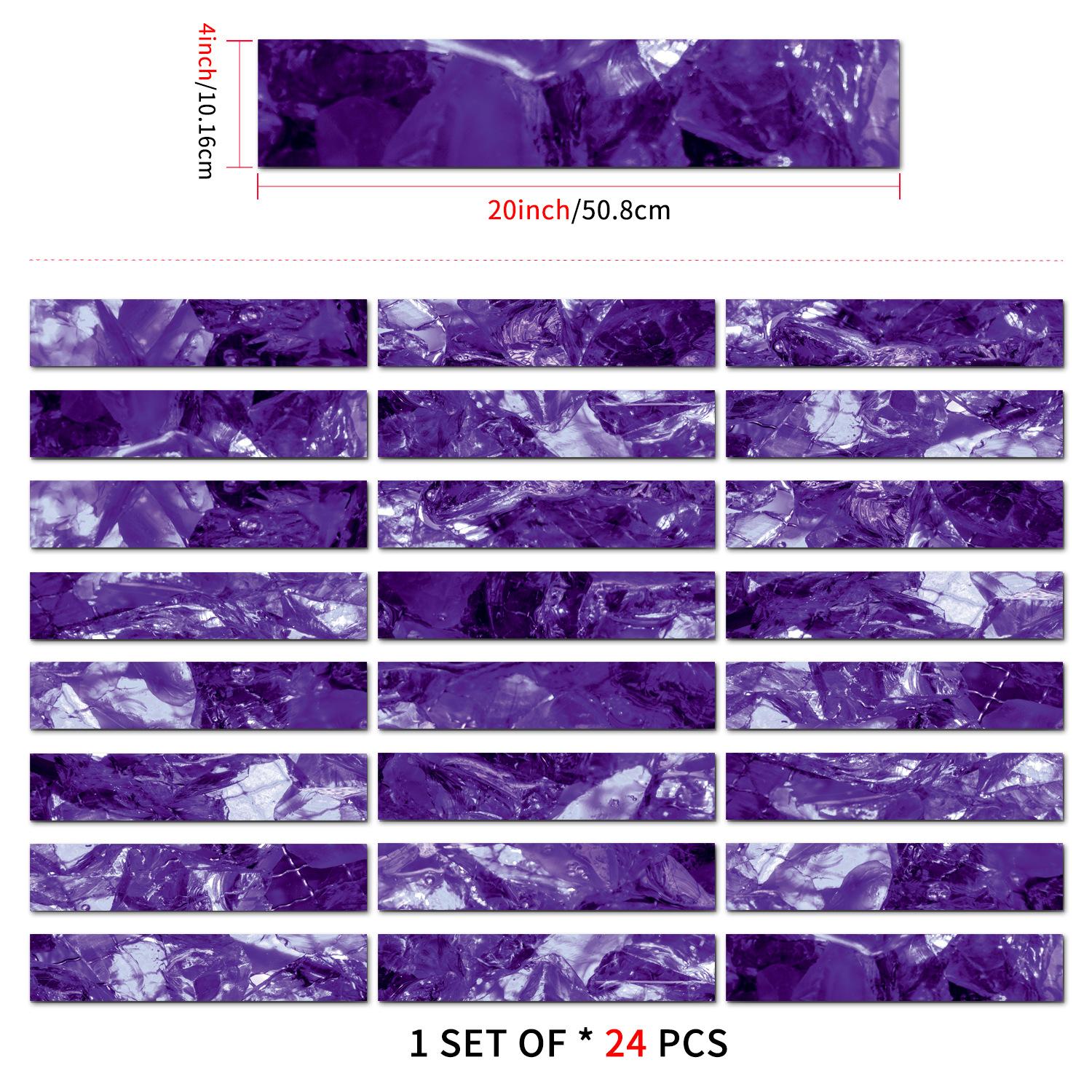 

50.8x10.16cm 24pcs Thick Crystal Foam Tile Stickers Waterproof Self-Adhesive for Kitchen Backsplash Bathroom DIY Art Decor 4inch x 20inch