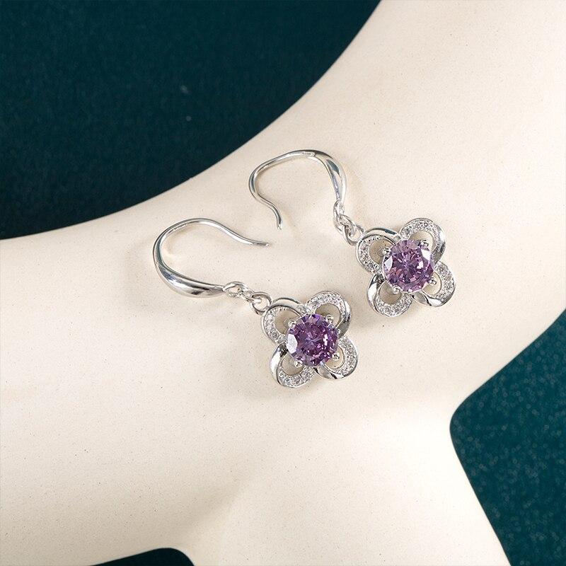 

Bella Box Необычные женские серьги с фиолетовым камнем, очаровательные женские роскошные инкрустированные цирконом украшения для ушей фиолетовый