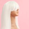 Long white wig 100 cm cosplay anime manga hair straight bangs cap