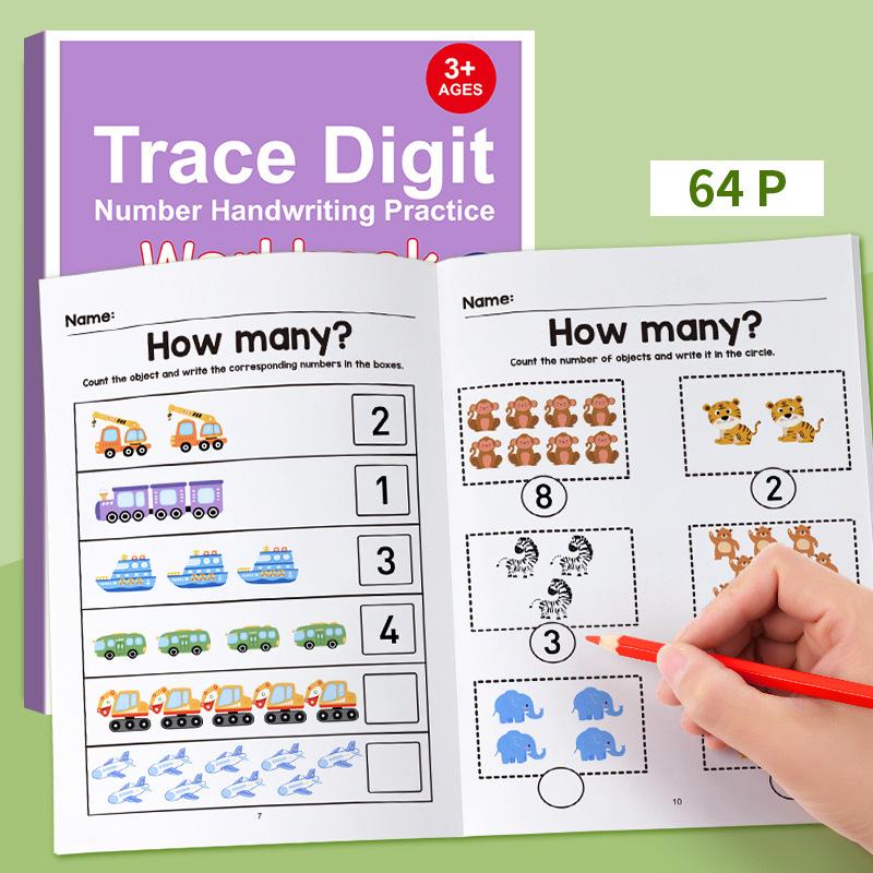 64 Pages Interactive Math Workbook Filled In With Numbers Logical Thinking Training Fun Math Exercise Book For Preschool