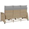 Garden Sofa with Reclining Function L Shaped Beige Poly Rattan