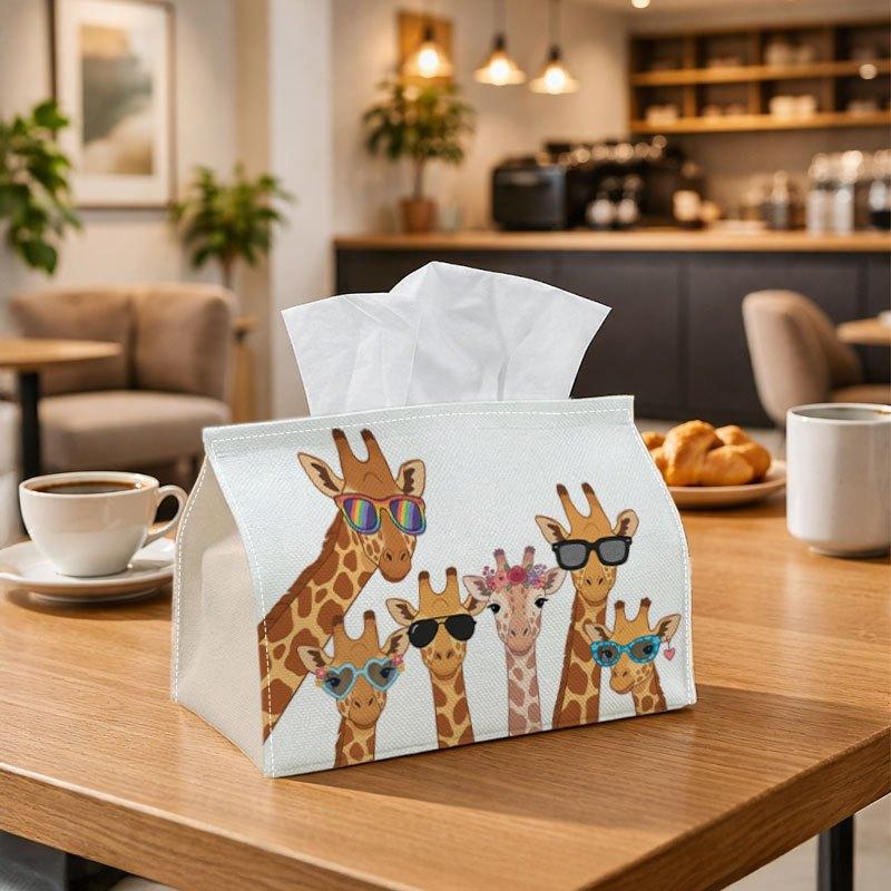 1pc Cute Minimalist Illustration Tissue Box Multifunctional, Giraffe Group Suitable for Home, Parties, And Car Decoration. This Decorative Tissue Pape
