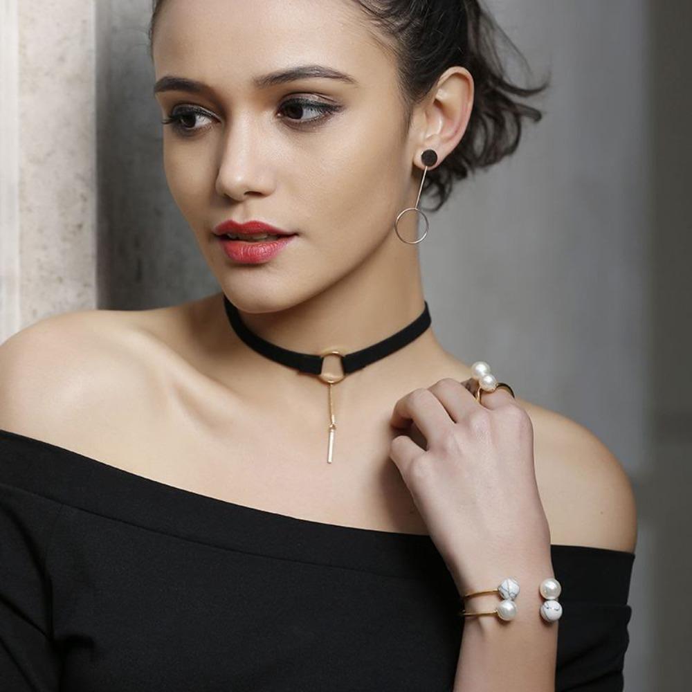 3MM Titanium Steel Pearl Open Ring Gold Women Jewelry Elegant Simple Fashion Accessories