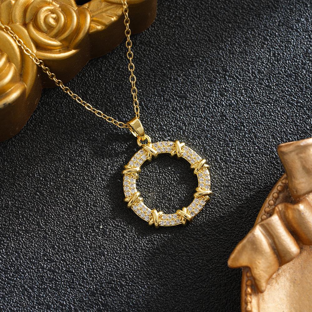Women's Trendy Korean Zircon Donut Titanium Necklace